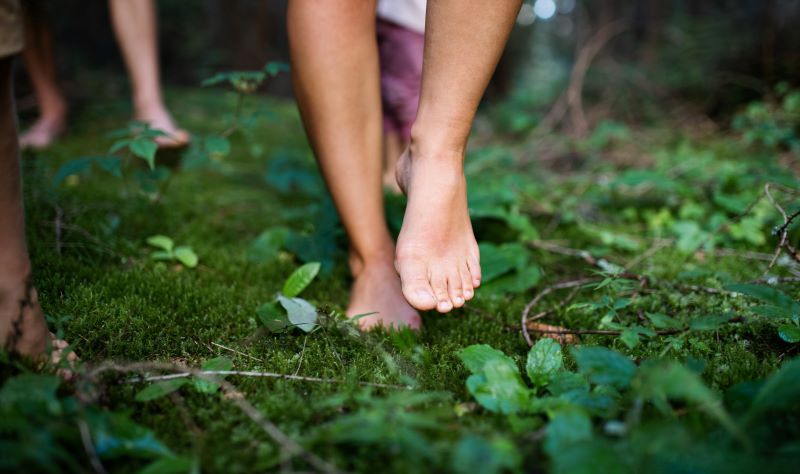 barefoot on grass